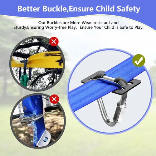 Miniatura 3 de Ninja Warrior - Carrera de obstáculos para niños, kit de línea floja de 2 x 56 pies con 10 accesorios ninja, barra de mono, escalera de cuerda