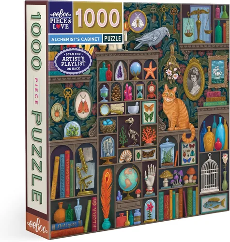 eeBoo: Piece and Love Alchemist Cabinet - Rompecabezas cuadrado de 1000 piezas, rompecabezas para adultos y familias, incluye piezas brillantes,