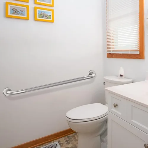 Miniatura 4 de Barra de agarre de ducha de níquel cepillado con agarre moleteado antideslizante de 36 pulgadas, barras de agarre de baño de acero inoxidable, barra