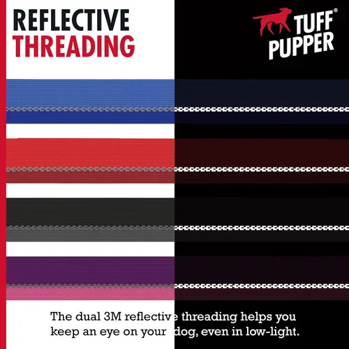 Miniatura 6 de Tuff Pupper Collar de perro resistente Reflectante con clip de correa de aluminio con anillo en D Accesorio de etiqueta de identificación