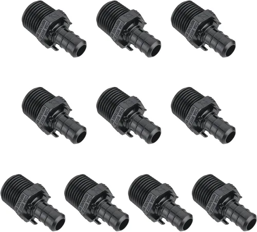 Miniatura 6 de Paquete de 10 unidades EFIELD Poly PPSU Barb Crimp Pex Fitting 1/2" X3/4" Macho NPT Adaptador, agua potable, (PPSU1807104)