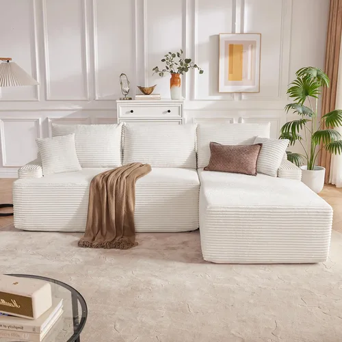 Mangodan Sofá seccional Cloud, sofá deshuesado para sala de estar, sofá modular con asiento profundo, cómodo sofá esponjoso en forma de L con diván