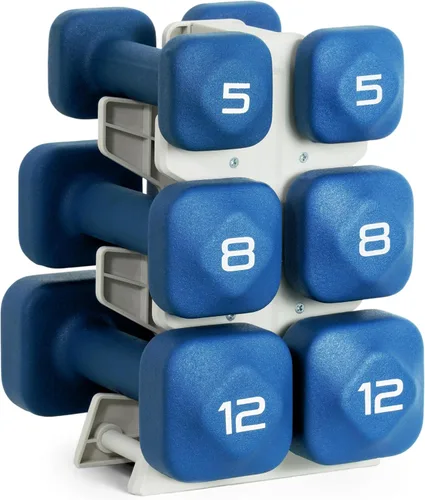 Miniatura 42 de Tone Fitness Juego de mancuernas de neopreno con estante de almacenamiento – Pesos de mano antideslizantes y antideslizamiento para entrenamientos