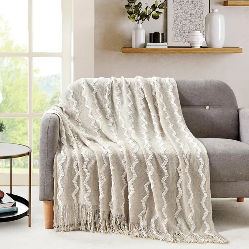 Miniatura 2 de Bourina - Manta de chenilla de punto, ligera, suave, acogedora, para cama, sofá, silla