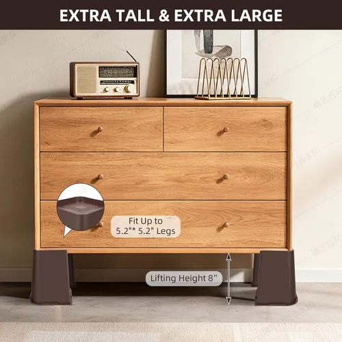 Miniatura 5 de Elevadores de cama ajustables de 8 pulgadas, soportes de elevación antideslizantes resistentes para camas, sofás, diseño cuadrado duradero