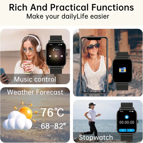 Miniatura 5 de Reloj inteligente para hombres y mujeres ICHPULG para fitness: para correr, responder, hacer llamadas, digital, relojes para hombres, impermeable