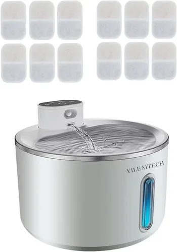 Miniatura 9 de Fuente de agua inalámbrica para gatos de acero inoxidable, fuente para gatos de 270 oz/8 L, funciona con pilas, fuente de agua inalámbrica