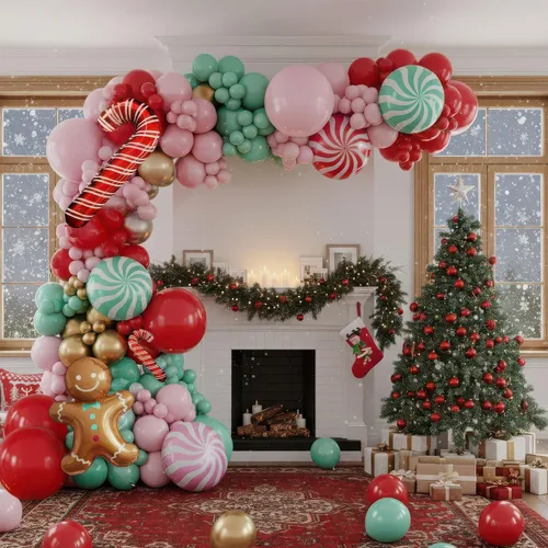 Miniatura 10 de Puerta de Pan de Jengibre de Navidad con Luces, Decoraciones de Cubierta de Cartón, Letrero de Pancarta de Porche de Dulces de Casa de Pan