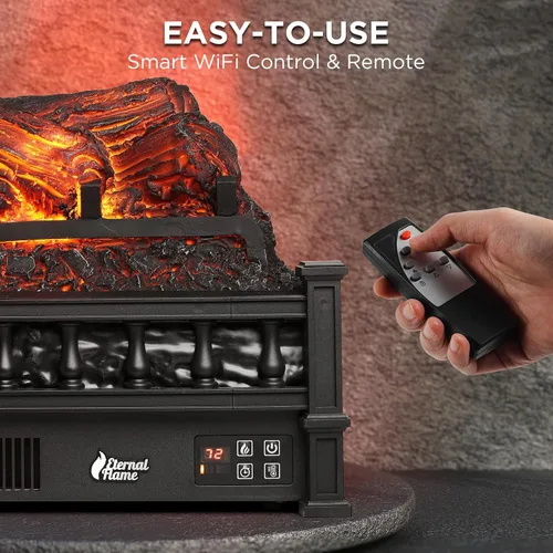 Miniatura 4 de TURBRO Eternal Flame - Troncos eléctricos infrarrojos para chimenea, 23 pulgadas de cuarzo infrarrojo, inserto de chimenea calentador de troncos