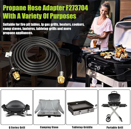 Miniatura 2 de Adaptador de manguera de propano de 10 pies F273704 de repuesto compatible con calentador Mr Heater Buddy, estufa Coleman, parrilla portátil
