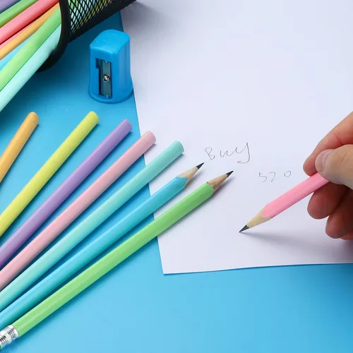 Miniatura 5 de PATIKIL Lápices redondos, paquete de 24 lápices de grafito HB con borrador, lápices de madera, bonitos lápices para aula, profesores, suministros