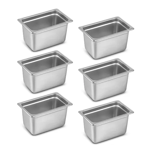 Miniatura 17 de Aplancee Sartenes de 1/2 hotel de 4 pulgadas de profundidad de acero inoxidable para alimentos, antiatascos, juego de 6 sartenes de mesa de vapor