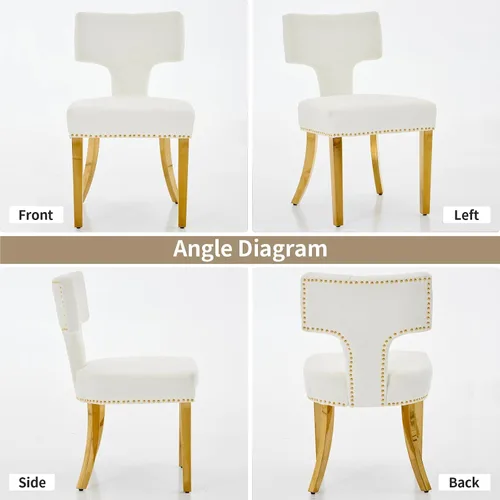 Miniatura 7 de Juego de 2 sillas de comedor modernas de mediados de siglo, sillas de comedor tapizadas en tela de chenilla con respaldo curvado y ribete