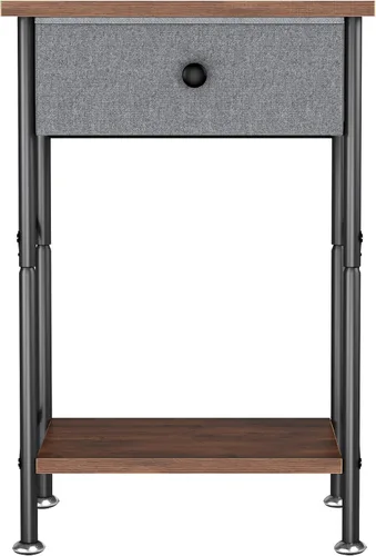 Miniatura 12 de VECELO Mesitas de noche modernas y versátiles, diseño X, mesa auxiliar de noche, estante de almacenamiento con cajón para sala de estar y Marrón