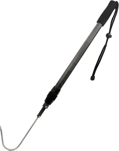 SAN LIKE Garfio de pesca telescópico de aluminio/fibra de vidrio con mango de goma antideslizante Gancho de acero inoxidable con tornillo M8