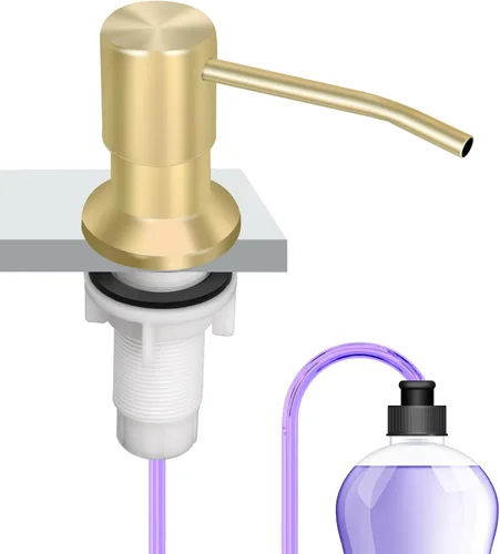Miniatura 10 de Dispensador de jabón para fregadero de cocina, dispensador de jabón para fregadero, kit de tubo de extensión de 47 pulgadas, bomba dispensadora