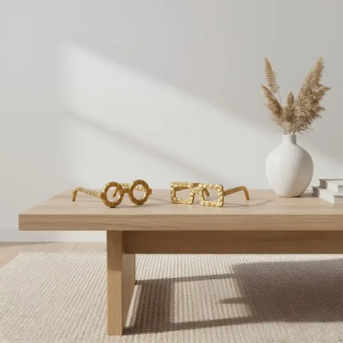 Miniatura 6 de Modern Day Accents 5827 Gafas - Escultura cuadrada de lentes dorados, objeto decorativo de aluminio fundido para estantería, mesa de café