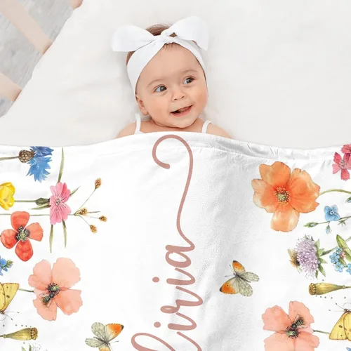 Miniatura 3 de Manta de bebé personalizada con nombre, manta personalizada de elefante para niña, regalos personalizados para baby girls, Navidad, Pascua
