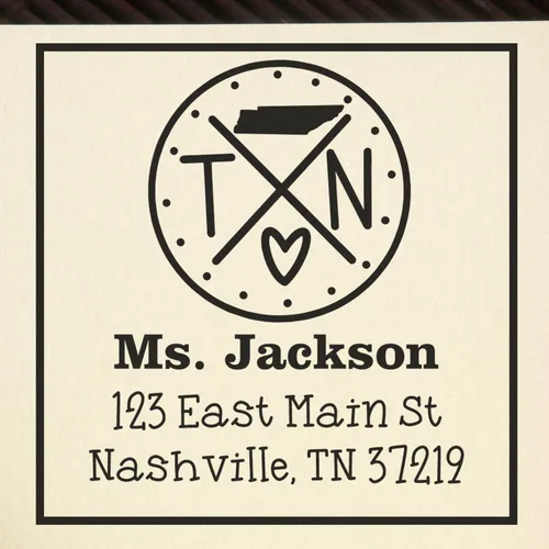 Miniatura 17 de Sello entintado moderno con nombre y dirección del estado de Alabama – Sello de dirección de devolución personalizado para invitaciones de despedida