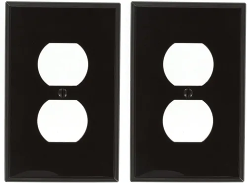 Miniatura 9 de Leviton Placa de pared de nailon Midway de 1 gang, 1 dúplex, tamaño Midway, 1 paquete, PJ8-E, negro