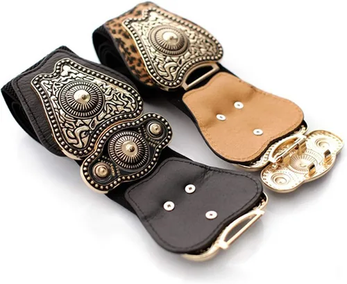 Miniatura 3 de Cinturón ancho elástico para mujer con hebilla retro occidental de moda