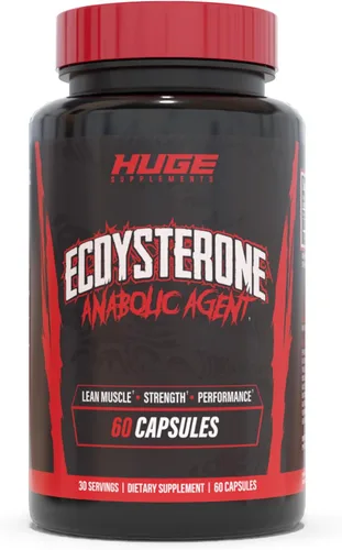 Huge Supplements Suplemento de Ecdysterone, constructor muscular natural para hombres, 1000 mg beta ecdysterone por porción, dosificado óptimamente,