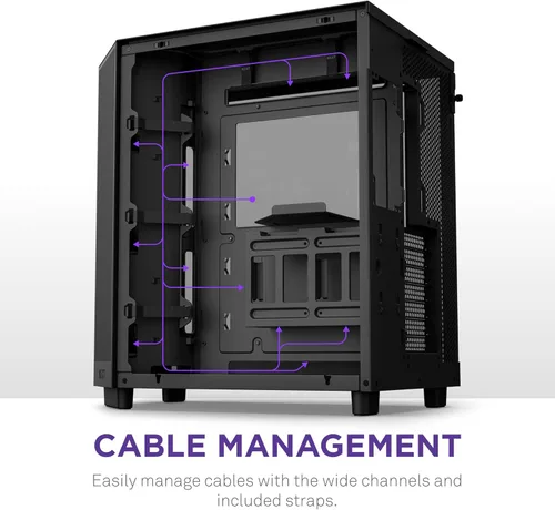 Miniatura 6 de NZXT H6 Flow CC-H61FB-01 Carcasa compacta de doble cámara de torre media con flujo de aire Paneles de vidrio panorámicos Paneles de flujo
