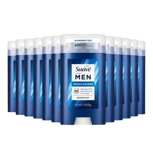 Suave Desodorante antitranspirante Ocean Charge para hombre, sin aluminio, para protección contra olores y humedad durante 48 horas, 2.7 onzas,