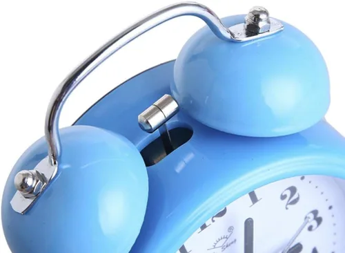 Miniatura 5 de SHISEDECO - Reloj despertador de 3 pulgadas, con doble campana, alarma fuerte, silencioso, analógico, de cuarzo, con luz nocturna, operado por Azul