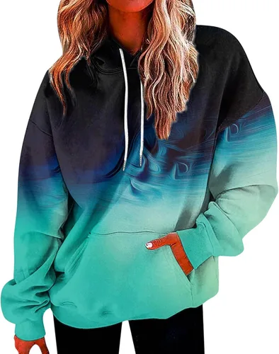 Miniatura 4 de Ceboyel Sudaderas de gran tamaño para mujer, teñido anudado, manga larga, sudaderas con capucha, ajuste holgado, ropa de moda para adolescentes