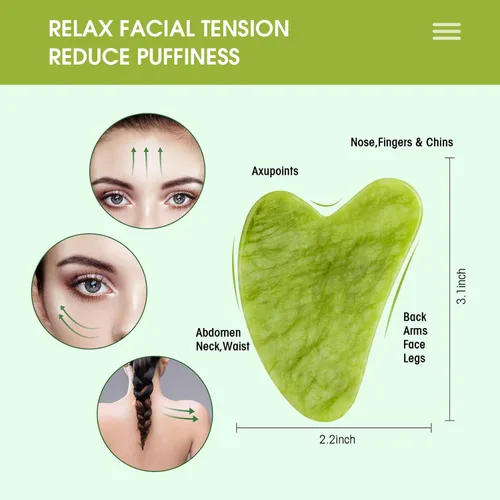 Miniatura 2 de AIRLAXER Juego de herramientas faciales Gua Sha, kit de masaje Guasha para cara y cuerpo, tabla de masaje de raspado, juego de 4 piezas para terapia
