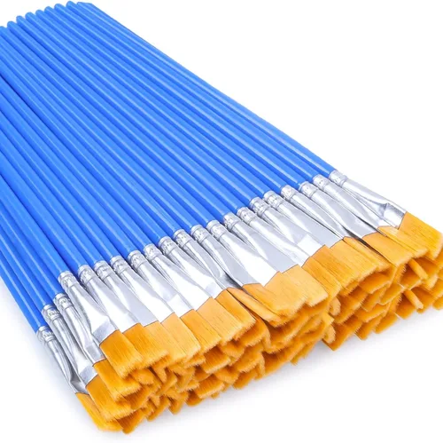 50 piezas de pinceles planos para retoques, Anezus pequeños pinceles de pintura para aulas, pinceles de manualidades para pintura acrílica,