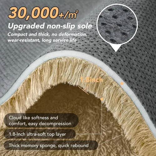 Miniatura 6 de Alfombra de Área de Pelo Largo Beige para Dormitorio: 8x10 Alfombras de Área de Pelo Largo Mullidas para Sala de Estar- Alfombras de Felpa Beige