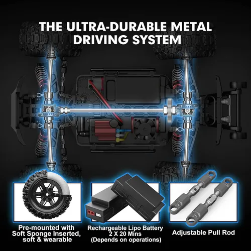 Miniatura 4 de HYPER GO H16BM - Autos RC rápidos sin escobillas de 42 Mph para adultos, 1/16 Hobby Off-Road RC Camión, auto de control remoto RTR