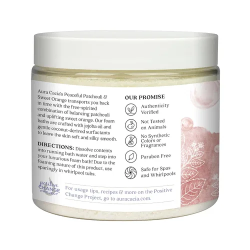 Miniatura 2 de Aura Cacia Baño de espuma de aromaterapia, pachulí pacífico y naranja dulce, tarro de 14 onzas