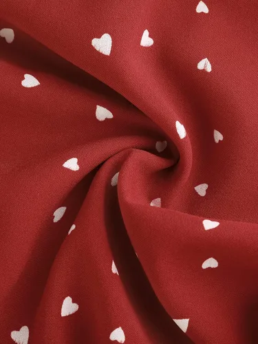 Miniatura 6 de Allegra K Blusa para mujer con cuello de Peter Pan con estampado de corazón y perlas