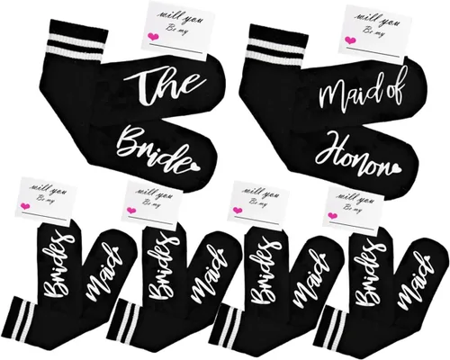 Miniatura 12 de WIFFGO Regalos de dama de honor para mujeres, regalos de despedida de soltera, calcetines peludos de compromiso, lindos calcetines de novia, regalos