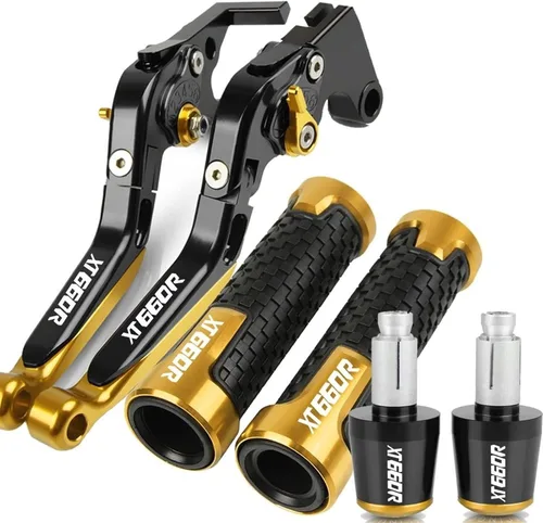 Miniatura 18 de DOUKI Para Yamaha XT660R 2004-2016 Palancas de embrague de freno de motocicleta Agarraderas Agarres Extremos Ajustable Plegable CNC Accesorios con 7