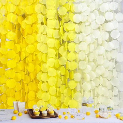 Miniatura 40 de Decoración para fiestas: telón de fondo amarillo degradado y papel de seda para cumpleaños, baby shower y más