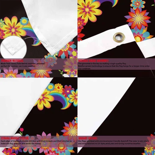 Miniatura 4 de Yekiua Bandera de huevos de Pascua 3 x 5 para exteriores, hierba verde, tulipanes, mariposas, mariquitas, banderas de doble cara, para todo