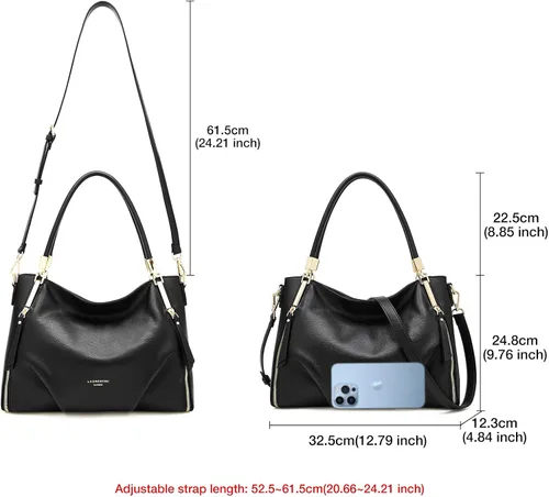 Miniatura 2 de Bolso de mano de cuero genuino para mujer, bolso con asa superior y bolsos para mujer, bolso de hombro grande