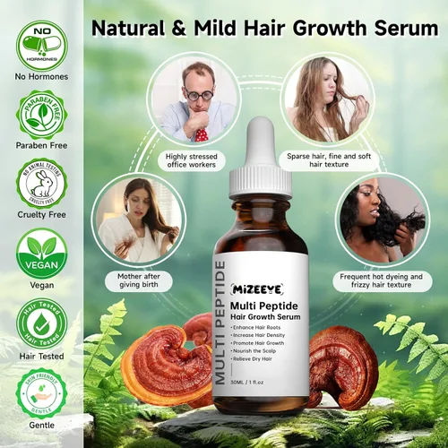 Miniatura 4 de Suero para el crecimiento del cabello para adelgazamiento y encrespamiento, 1.0 fl oz de suero multipéptido vegano y natural para el crecimiento