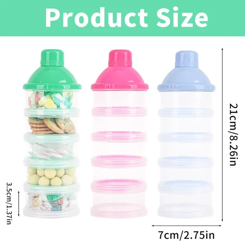 Miniatura 2 de Dispensador de leche en polvo para bebés, 2 unidades, de 5 capas, ollas de leche en polvo, dispensador de fórmula, dispensador portátil de fórmula