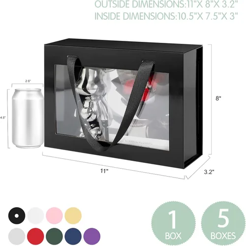 Miniatura 5 de Caja de regalo negra con ventana, caja de regalo magnética transparente para regalo, caja de propuesta de padrino de boda (10.5 x 7.5 x 3 pulgadas)