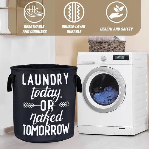 Miniatura 6 de Wash Today - Cesta plegable de tela Oxford, divertida bolsa de lavandería, cesta de almacenamiento de ropa, organizador para baño, lavandería, Lavar