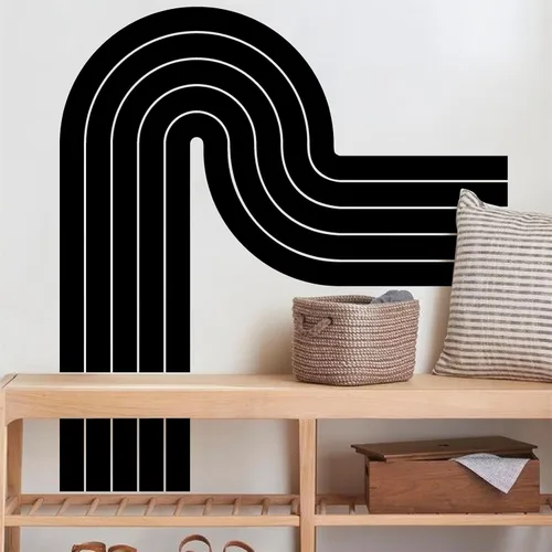Miniatura 12 de Kazova - Calcomanía de arco de pared marrón - Grandes calcomanías modernas de estilo boho para cabecero, abstractas, retro, para despegar y pegar
