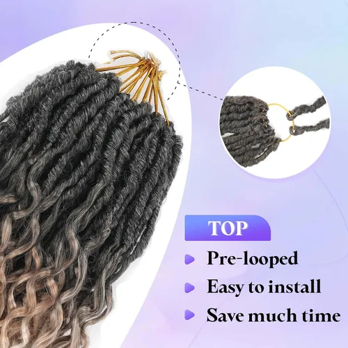 Miniatura 3 de Cabello de Ganchillo Goddess Locs de 18 Pulgadas 8 Paquetes Nuevos Faux Locs Suaves Trenzas de Ganchillo Ondas Profundas Extensiones de Cabello