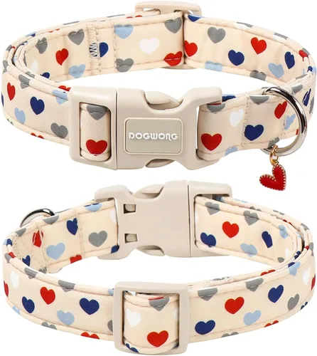 Miniatura 2 de DOGWONG Collar de perro de San Valentín, collar de perro con estampado de corazones para perros grandes, lindos collares de primavera, hembra
