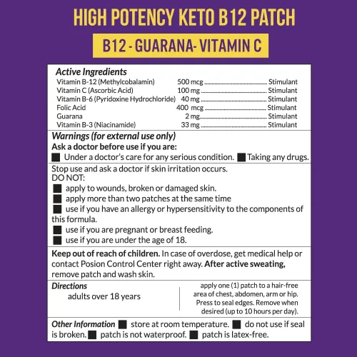 Miniatura 2 de Parche Keto con metilcobalamina B12 B12 y vitamina guaraná B12 parche para energía – 30 días de suministro Keto y vitamina B12 parches – Fabricado