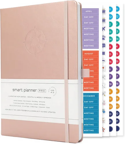 Miniatura 15 de Smart Planner Pro - Planificador diario sin fecha - Agenda grande A4 - Logre objetivos y aumente la productividad con secciones semanales